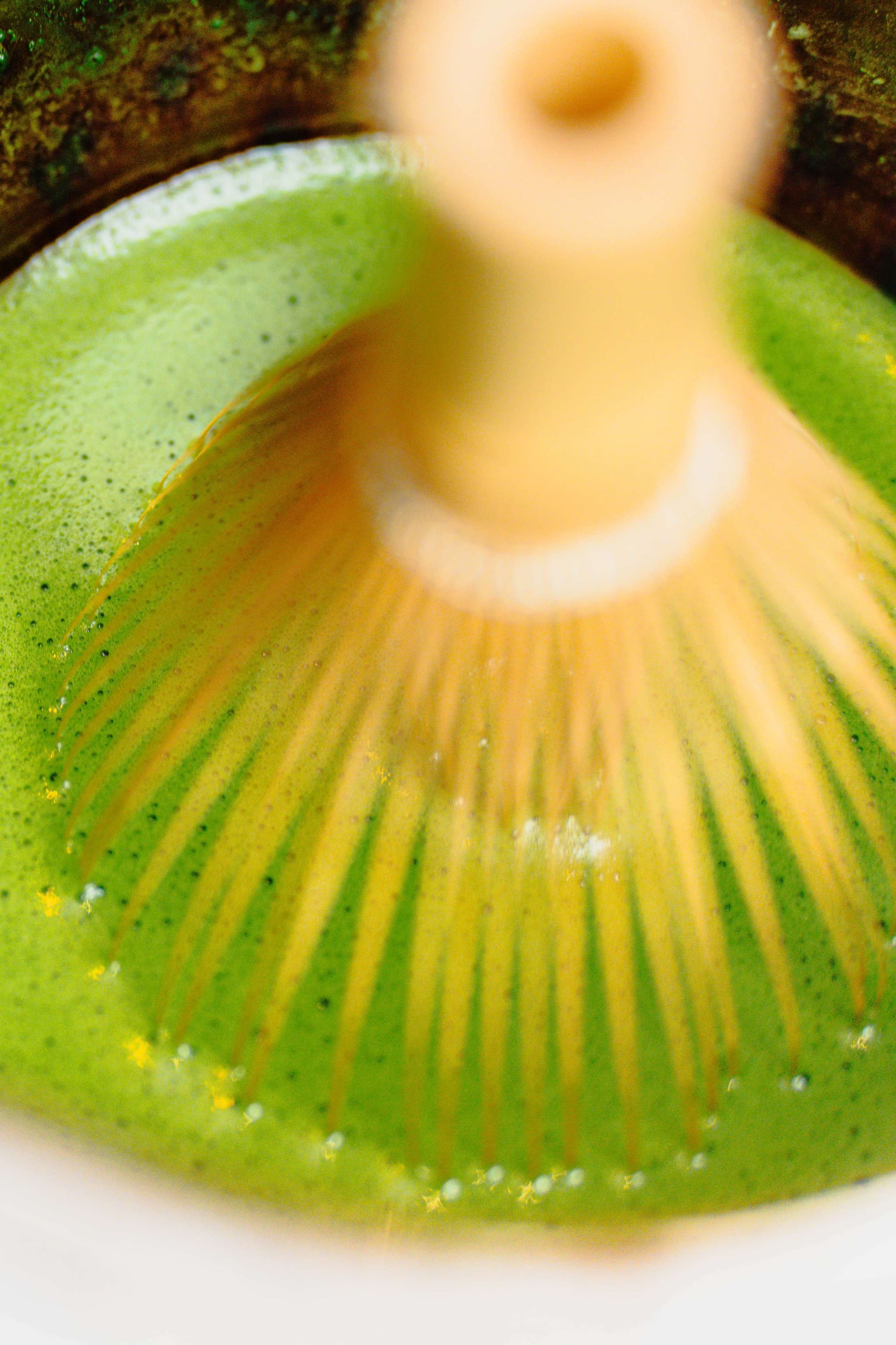 Vibrant matcha powder texture at Cafe Gyoen