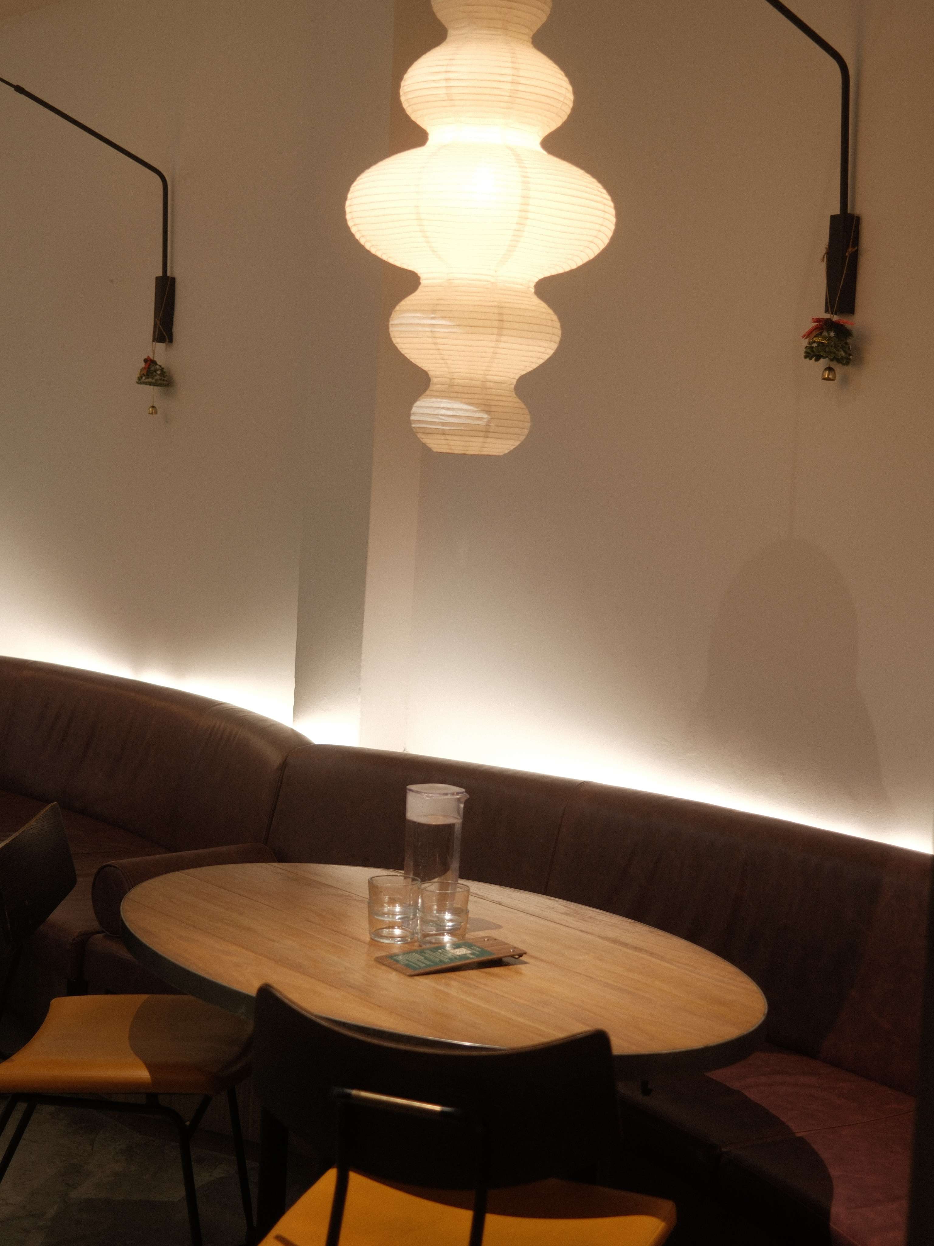 Cafe Gyoen lantern lighting and tables